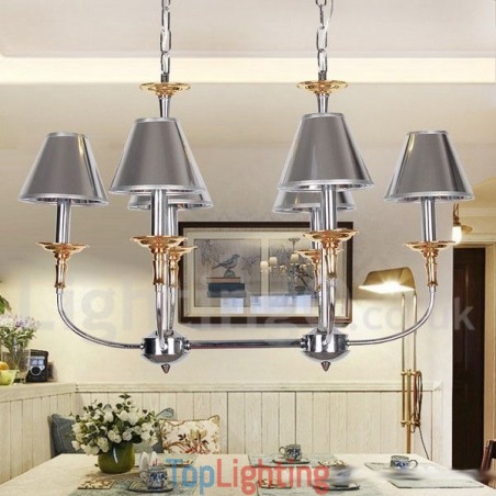 6 Light Modern Contemporary Chrome Candle Style Chandelier