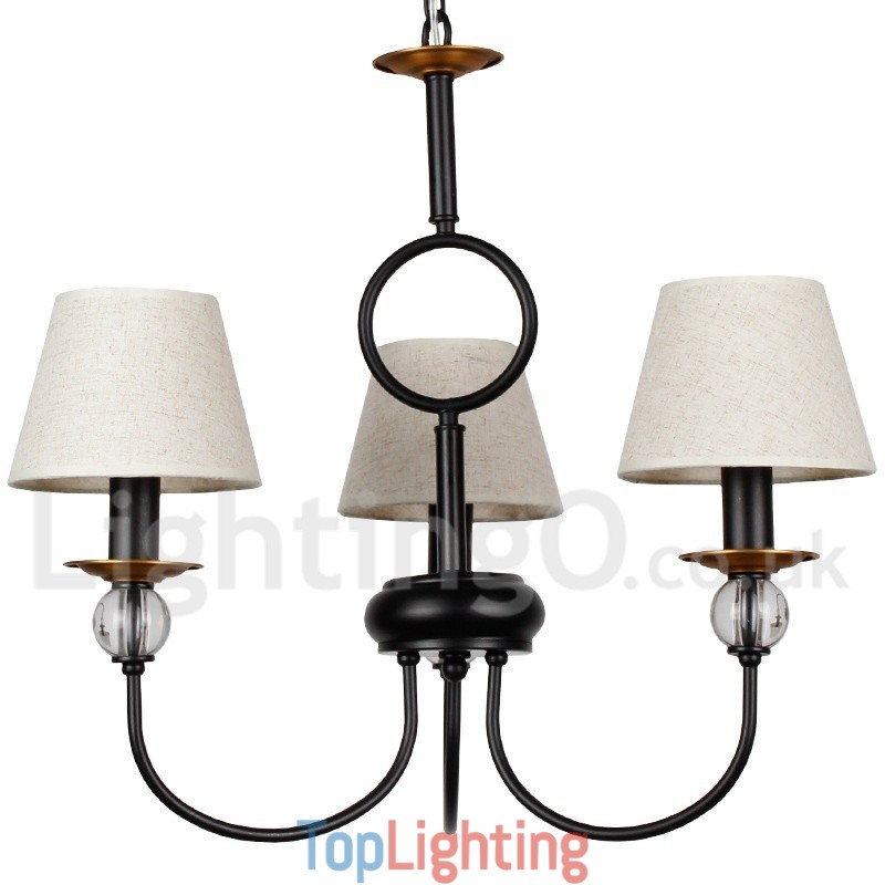 3 Light Rustic Retro Black Mediterranean Style Contemporary Candle Style Chandelier