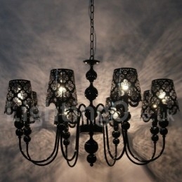 8 Light Modern Contemporary Hollow Black Candle Style Chandelier