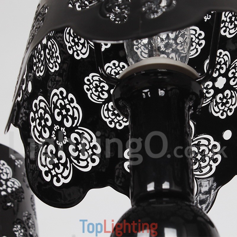 8 Light Modern Contemporary Hollow Black Candle Style Chandelier