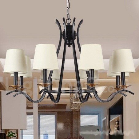 8 Light Black Retro Contemporary Candle Style Chandelier 8 Light Black Retro Contemporary Candle Style Chandelier