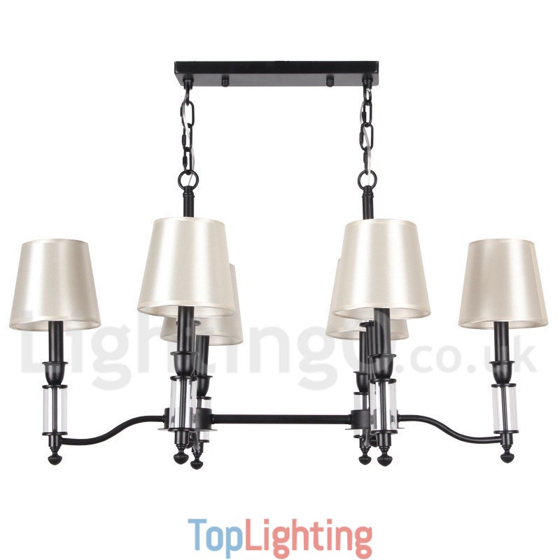 6 Light Rustic Black Retro Contemporary Candle Style Chandelier