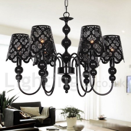 6 Light Modern Contemporary Hollow Black Candle Style Chandelier 6 Light Modern Contemporary Hollow Black Candle Style Chandelier