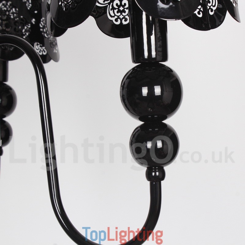 3 Light Modern Contemporary Hollow Black Candle Style Chandelier