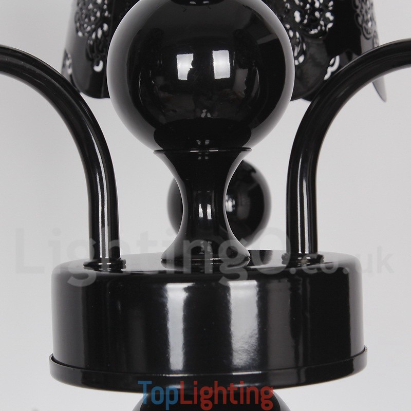 3 Light Modern Contemporary Hollow Black Candle Style Chandelier