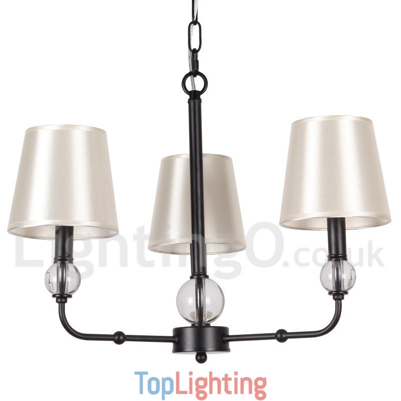 3 Light Retro Black Contemporary Candle Style Chandelier