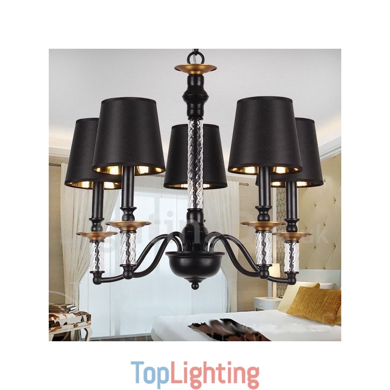 5 Light Black Retro Candle Style Chandelier
