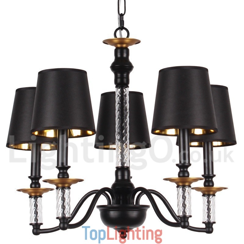 5 Light Black Retro Candle Style Chandelier