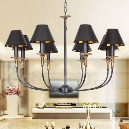 8 Light Retro Black Contemporary Candle Style Chandelier 8 Light Retro Black Contemporary Candle Style Chandelier