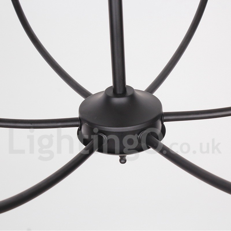 8 Light Retro Black Contemporary Candle Style Chandelier