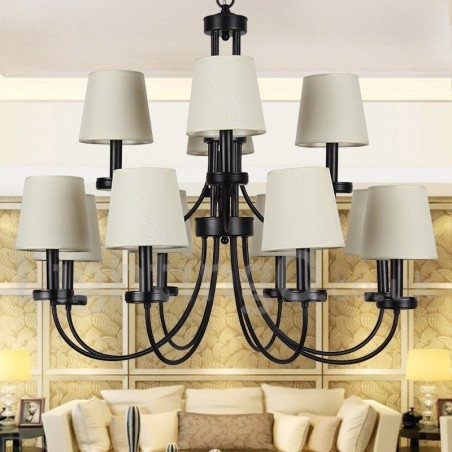 12 Light Retro Contemporary 2 Tier Black Candle Style Chandelier 12 Light Retro Contemporary 2 Tier Black Candle Style Chandelier