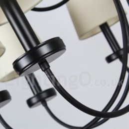 12 Light Retro Contemporary 2 Tier Black Candle Style Chandelier