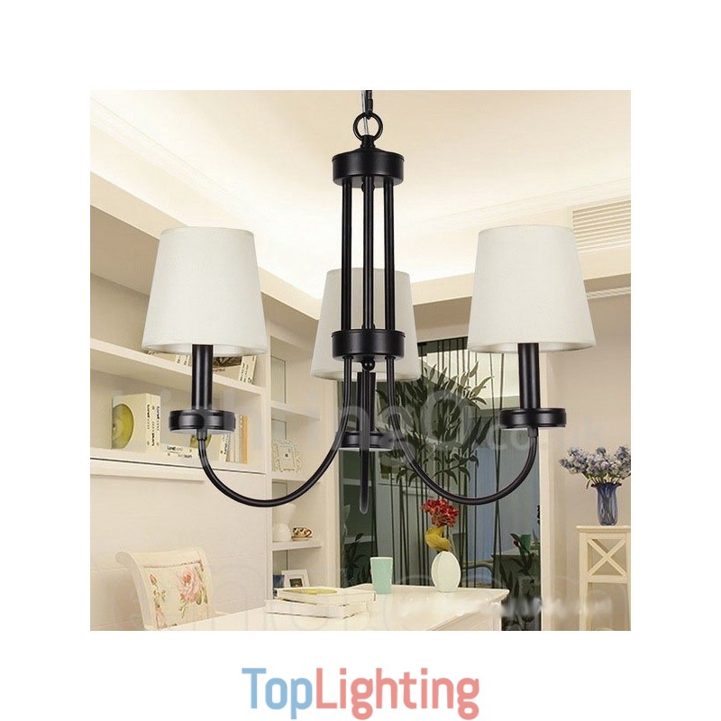 3 Light Retro Contemporary Black Candle Style Chandelier