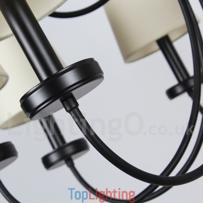 3 Light Retro Contemporary Black Candle Style Chandelier