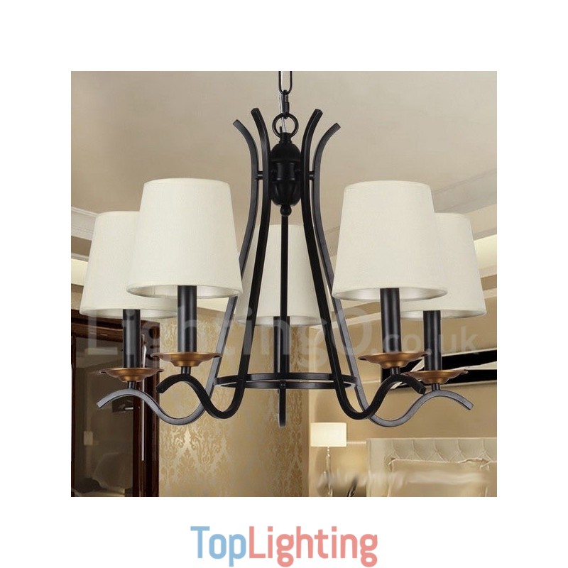 5 Light Black Retro Contemporary Candle Style Chandelier