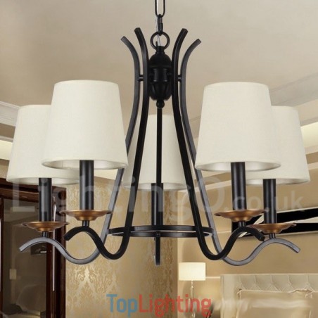 5 Light Black Retro Contemporary Candle Style Chandelier 5 Light Black Retro Contemporary Candle Style Chandelier