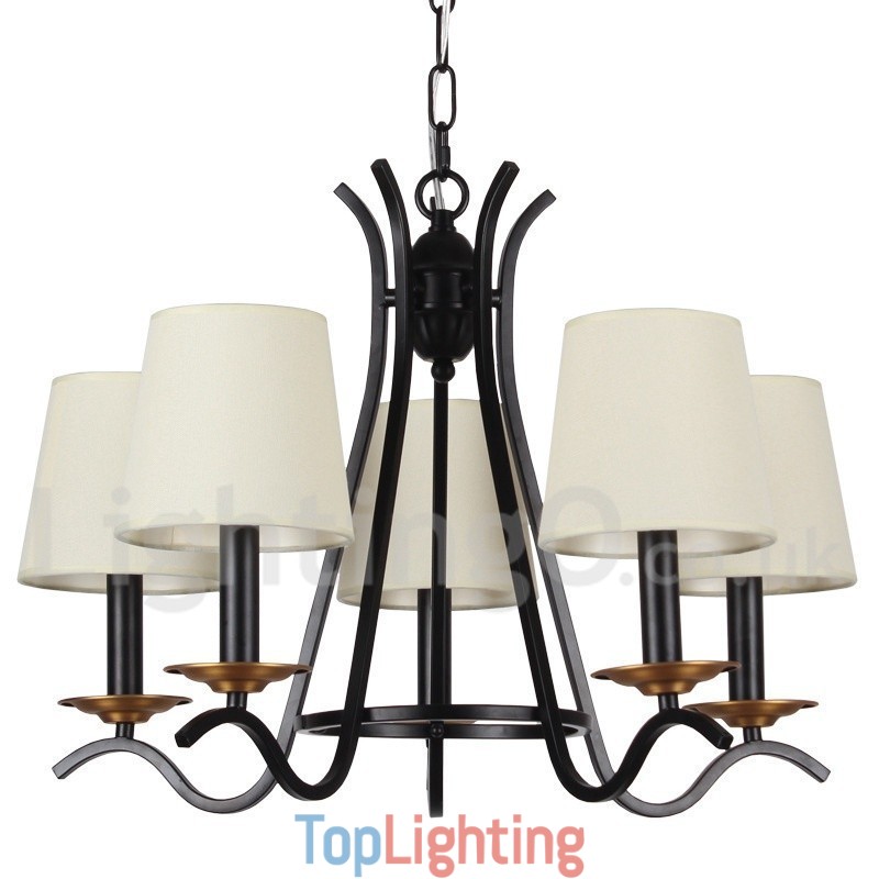 5 Light Black Retro Contemporary Candle Style Chandelier