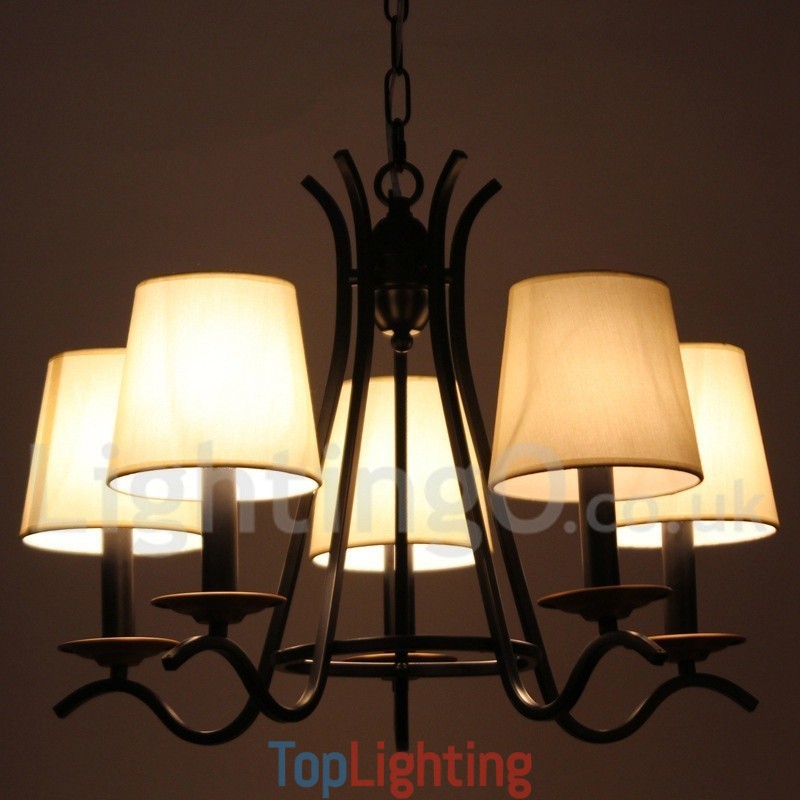 5 Light Black Retro Contemporary Candle Style Chandelier