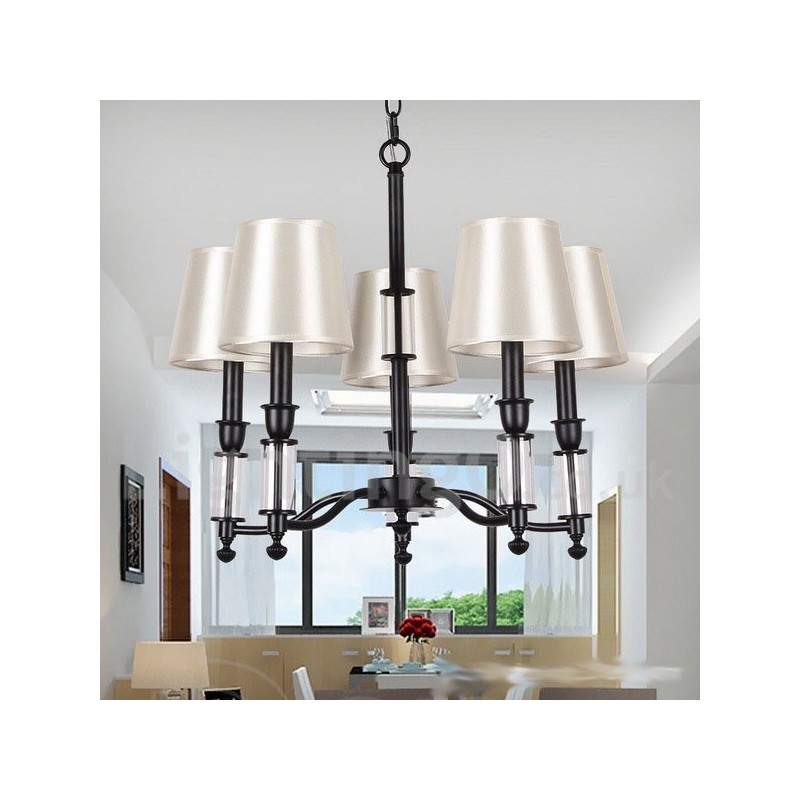 5 Light Black 2 Tier Large Chandelier Retro Contemporary Candle Style Chandelier