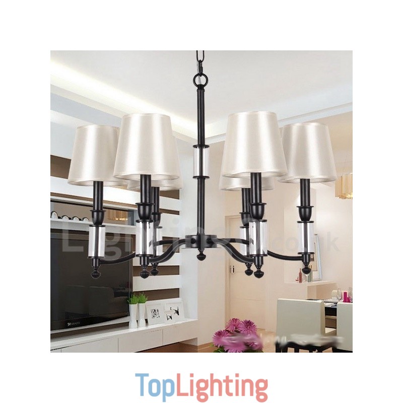6 Light Black Retro Contemporary Candle Style Chandelier