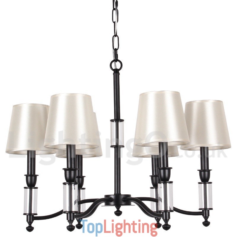 6 Light Black Retro Contemporary Candle Style Chandelier