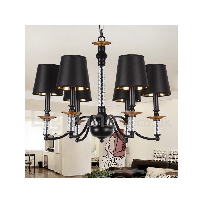 6 Light Black Retro Candle Style Chandelier