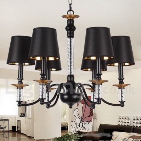 6 Light Black Retro Candle Style Chandelier 6 Light Black Retro Candle Style Chandelier