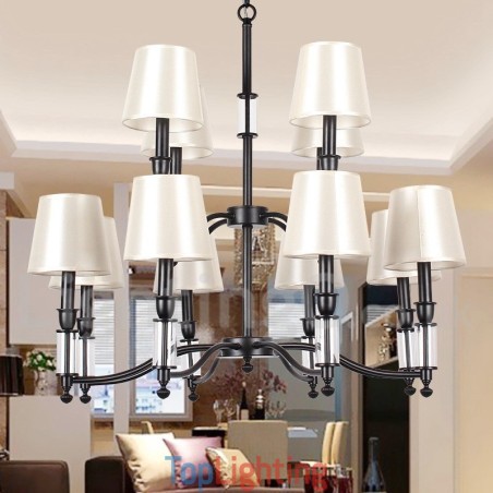 12 Light Black 2 Tier Large Chandelier Retro Contemporary Candle Style Chandelier 12 Light Black 2 Tier Large Chandelier Retro Contemporary Candle Style Chandelier