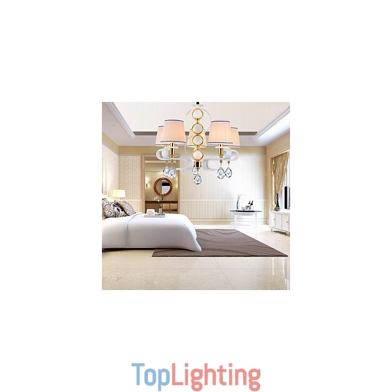 Fabric Chandelier 5 Light Modern Minimalist High Grade Lamp
