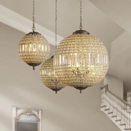 Globe Modern K9 Crystal Ceiling Pendant Light Indoor Chandelier Drum Lighting Lamps Fixtures