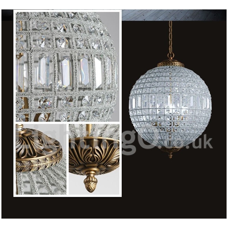 Globe Modern K9 Crystal Ceiling Pendant Light Indoor Chandelier Drum Lighting Lamps Fixtures