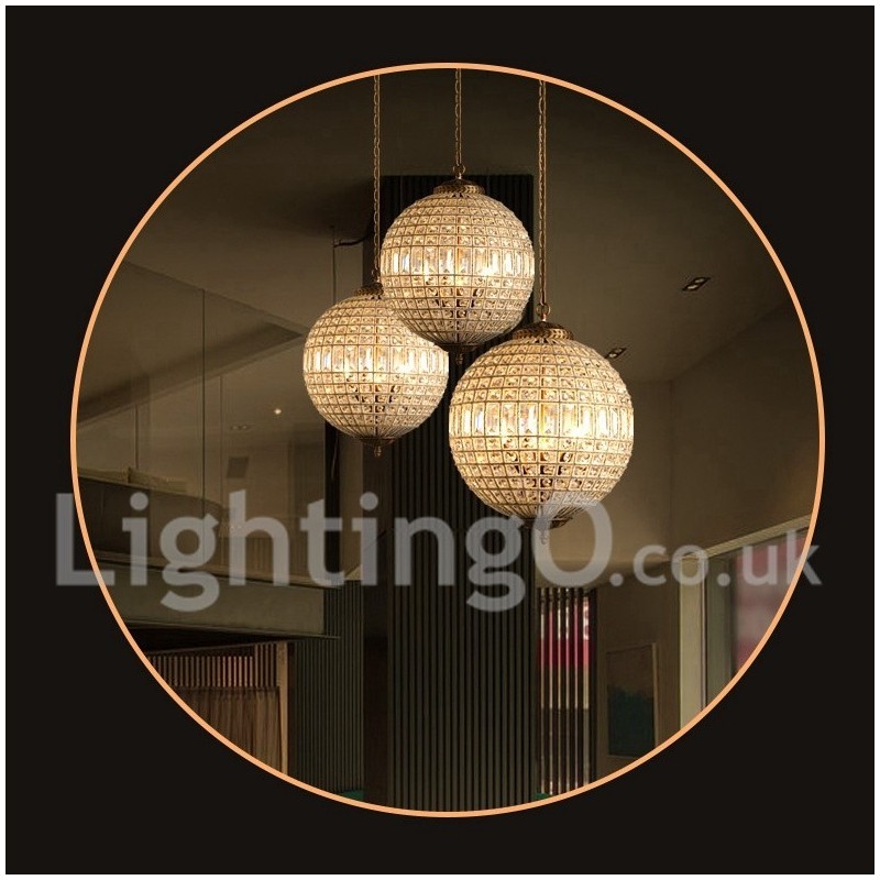 Globe Modern K9 Crystal Ceiling Pendant Light Indoor Chandelier Drum Lighting Lamps Fixtures