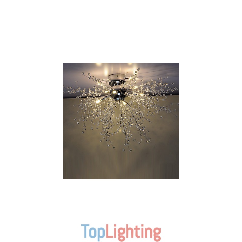 Modern Globe Crystal Chrome Metal Chandelier
