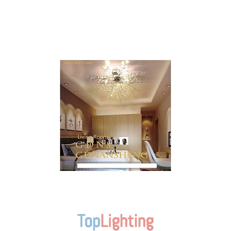 Modern Globe Crystal Chrome Metal Chandelier