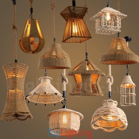 1 Light Rustic Lodge Pendant Light Cafe Hemp Rope Pendant Lamp 1 Light Rustic Lodge Pendant Light Cafe Hemp Rope Pendant Lamp