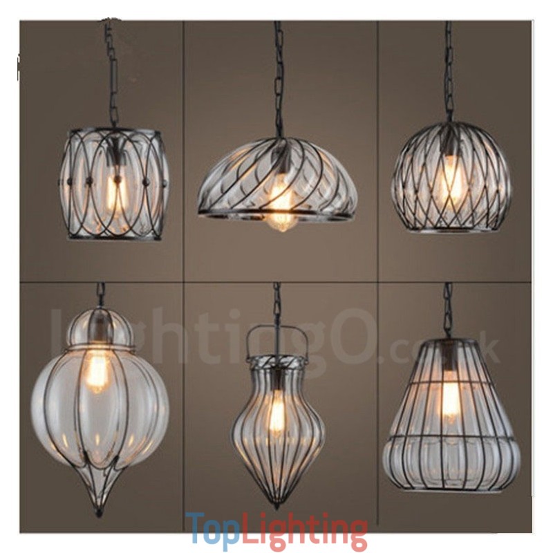 1 Light Vintage Cafe Glass Pendant Light Loft Pendant Lamp