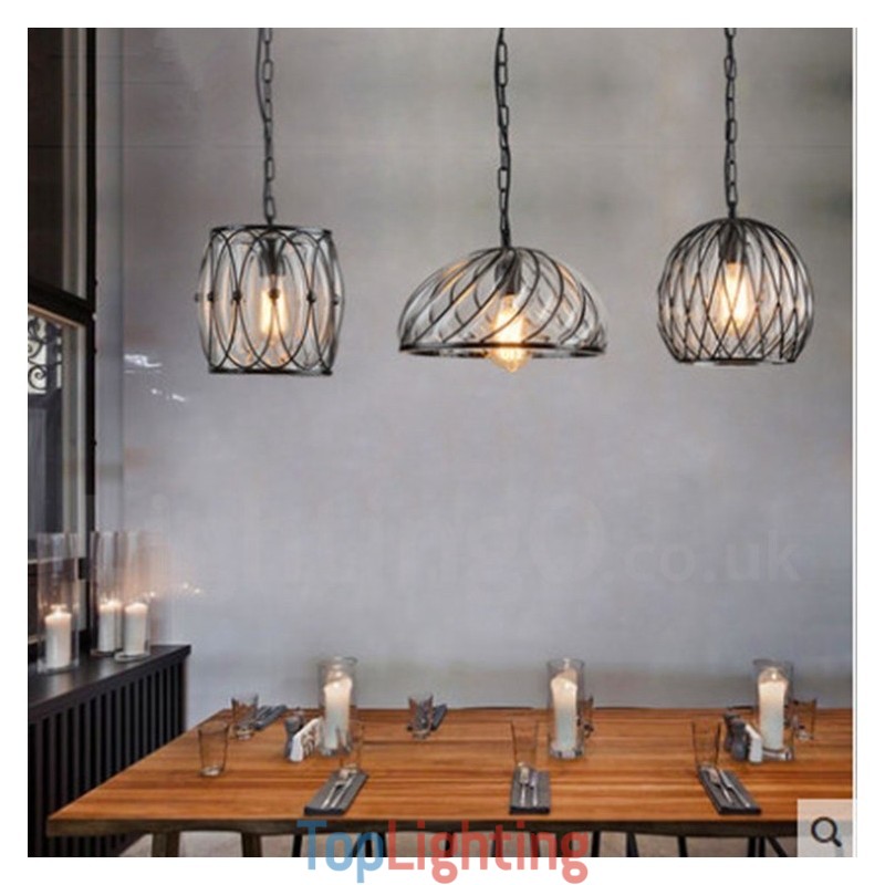 1 Light Vintage Cafe Glass Pendant Light Loft Pendant Lamp