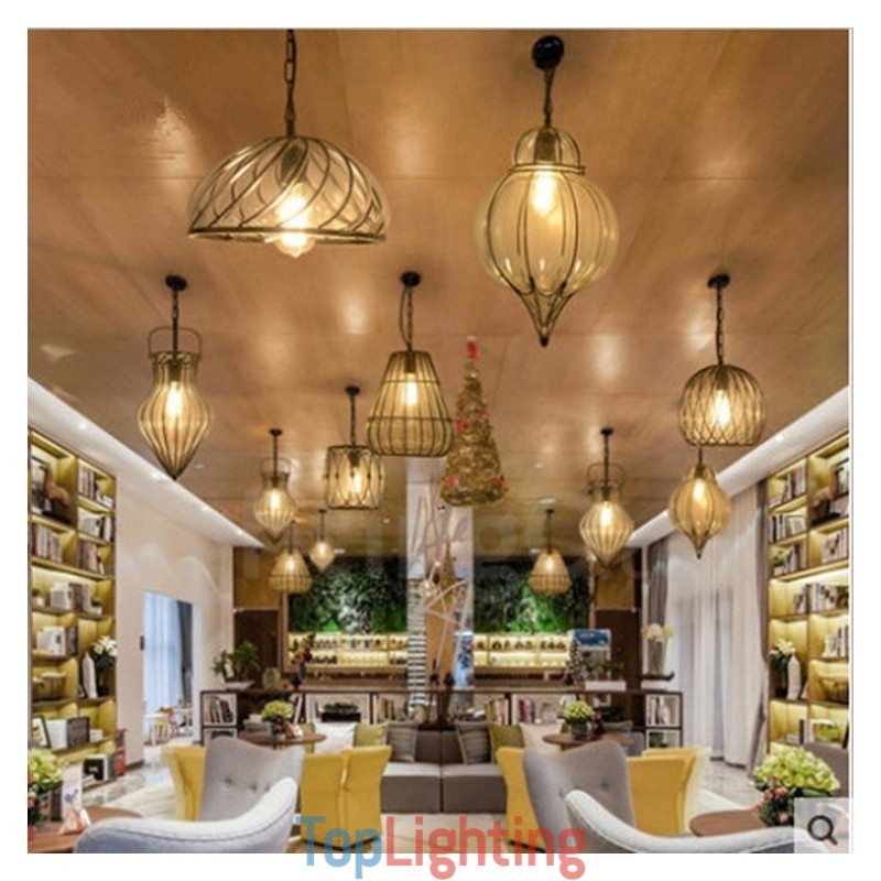 1 Light Vintage Cafe Glass Pendant Light Loft Pendant Lamp