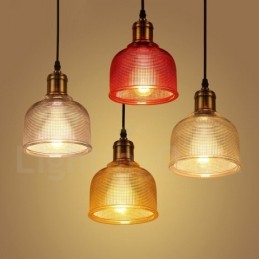 1 Light Modern Contemporary Cafe Multi Colours Glass Pendant Light