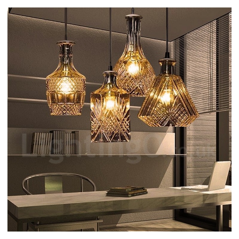 1 Light Rustic Lodge Glass Cafe Pendant Light