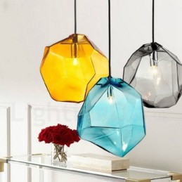1 Light Rustic Lodge Pendant Light with Glass Shade
