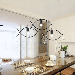 1 Light Rustic Lodge Retro Fish Pendant Light with Steel Shade