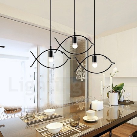 1 Light Rustic Lodge Retro Fish Pendant Light with Steel Shade 1 Light Rustic Lodge Retro Fish Pendant Light with Steel Shade
