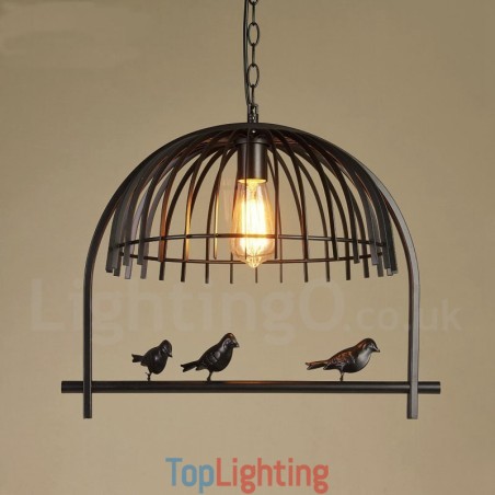 1 Light Rustic Lodge Retro Birdcage Pendant Light with Steel Shade 1 Light Rustic Lodge Retro Birdcage Pendant Light with Steel Shade