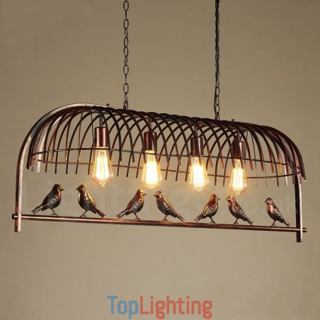 4 Light Rustic Lodge Retro Birdcage Pendant Light with Steel Shade 4 Light Rustic Lodge Retro Birdcage Pendant Light with Steel Shade