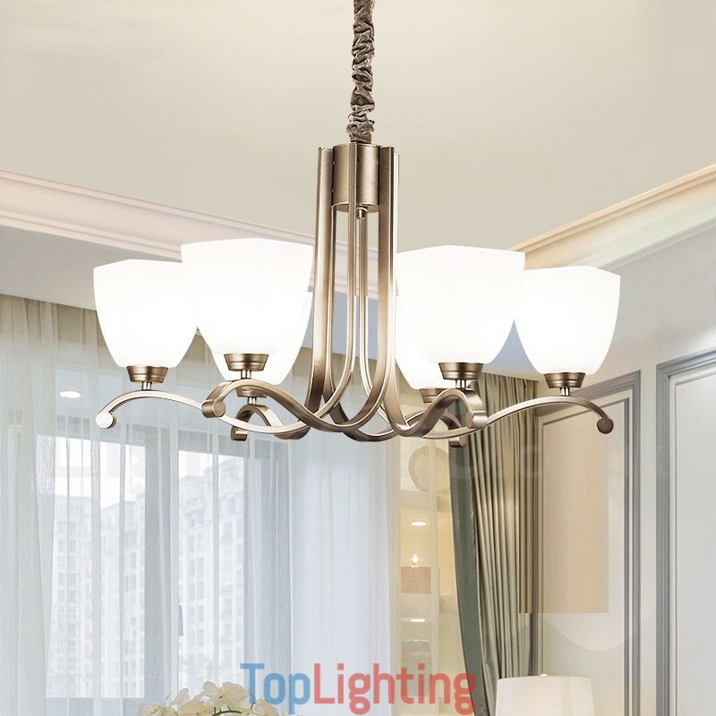 6 Light Modern Contemporary Chandelier with Glass Shade