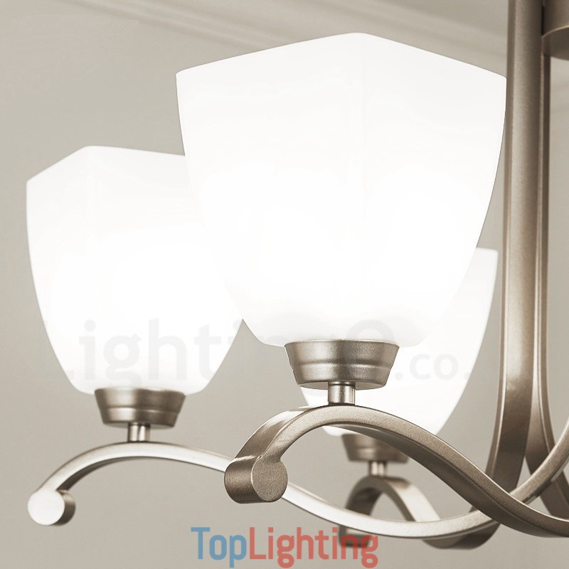 6 Light Modern Contemporary Chandelier with Glass Shade