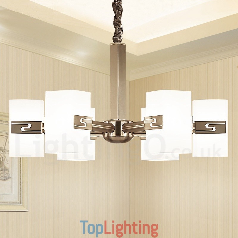 6 Light Modern Contemporary Chandelier with Glass Shade