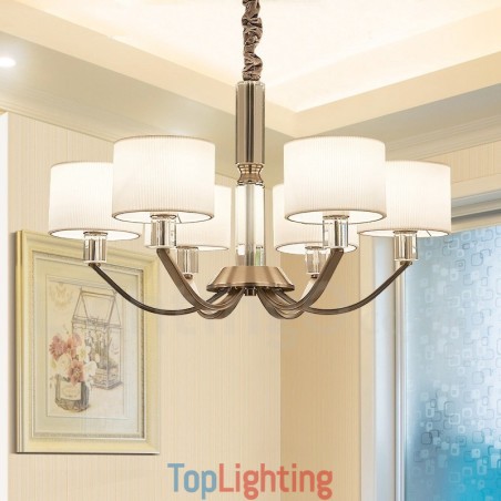 6 Light Modern Contemporary Crystal Chandelier with Fabric Shade 6 Light Modern Contemporary Crystal Chandelier with Fabric Shade