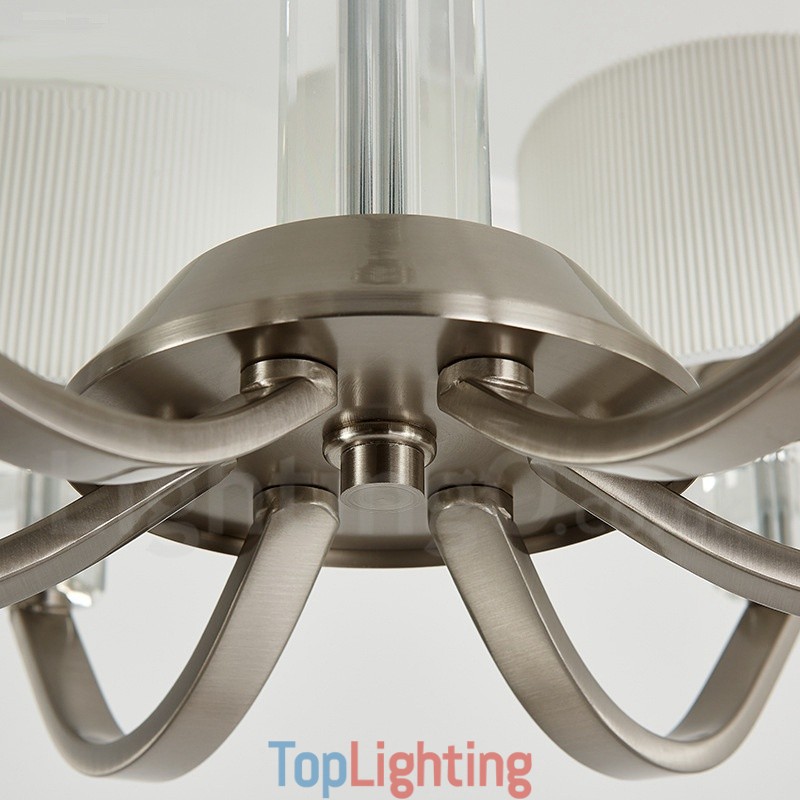6 Light Modern Contemporary Crystal Chandelier with Fabric Shade